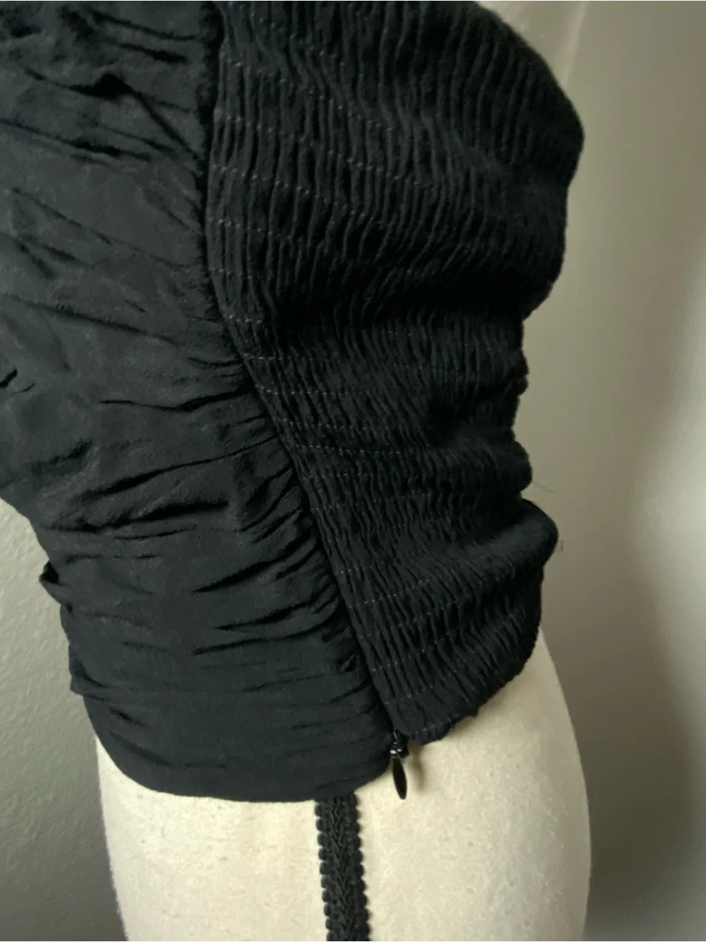 Aqua Black Ruched Chiffon Halter Top Size Small